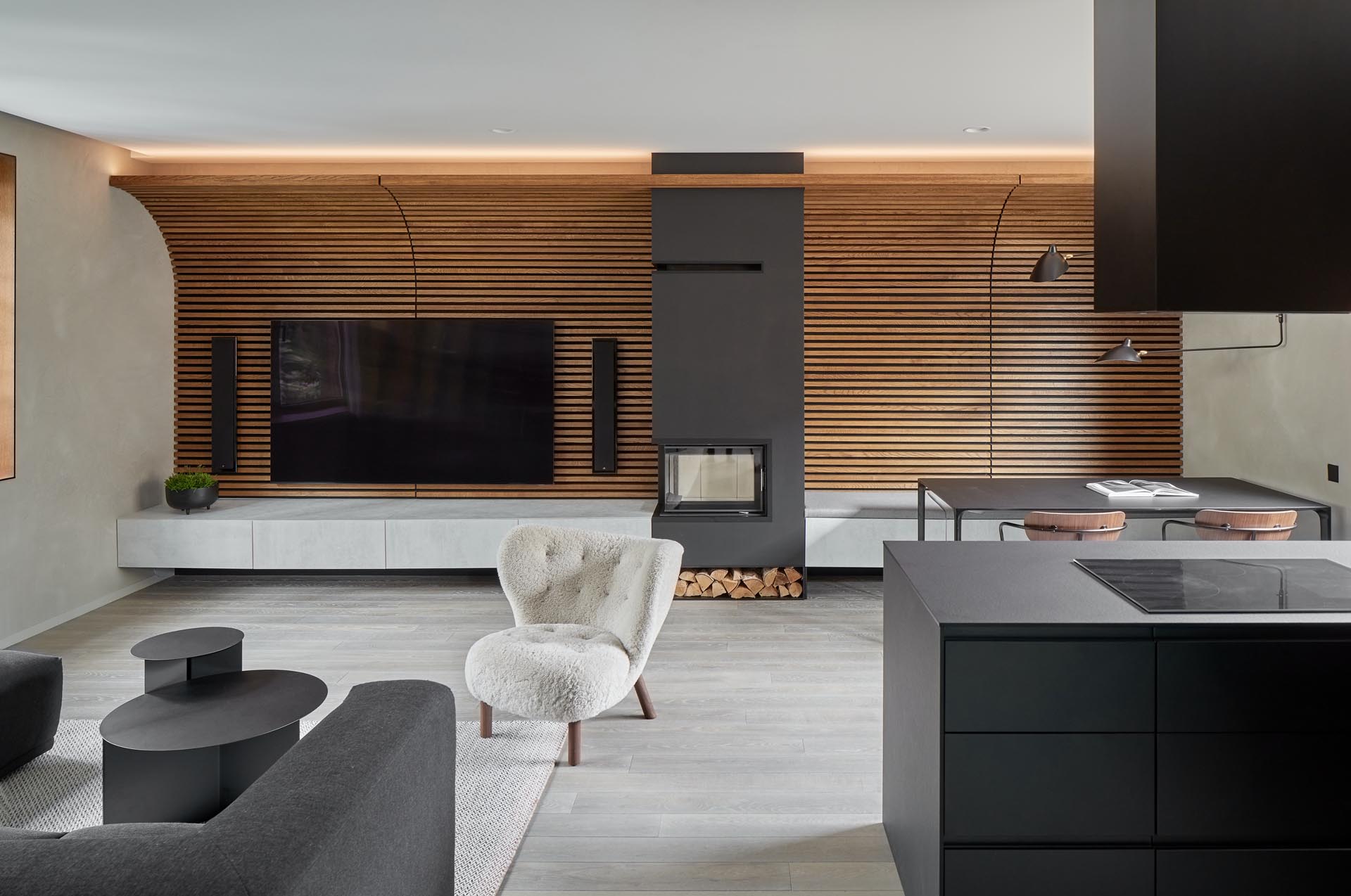 Room with a stunning accent wall installed